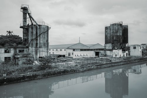 Abandoned, Vintage Industrial Buildings near Water