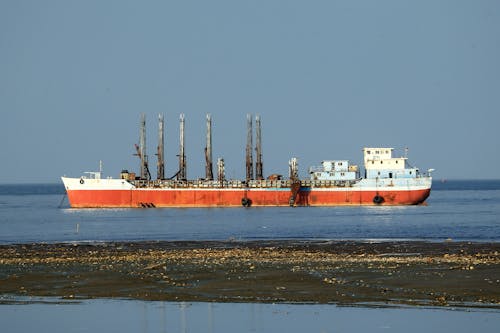 Anchored Cargo Ship