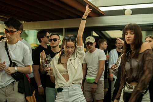 Free Vibrant party atmosphere with people dancing and enjoying a lively event. Stock Photo