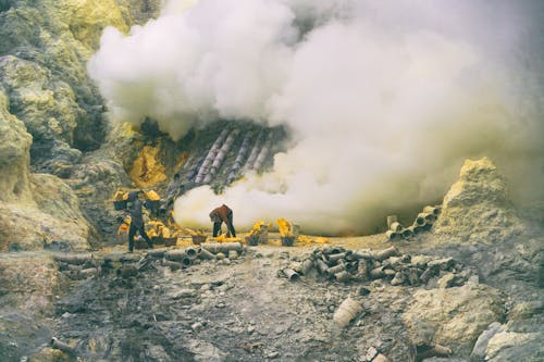 Free stock photo of colored smoke, crater, difficult terrain