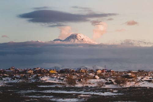 Village at Volcano Foot on Sunset