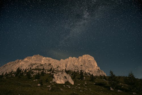 Stars on Night Sky over Dolomites