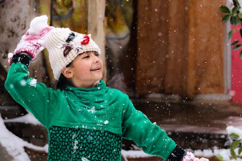 幸せ, 微笑み, 降雪の無料の写真素材