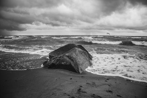 Ilmainen kuvapankkikuva tunnisteilla aalto, harmaasävyt, hiekka