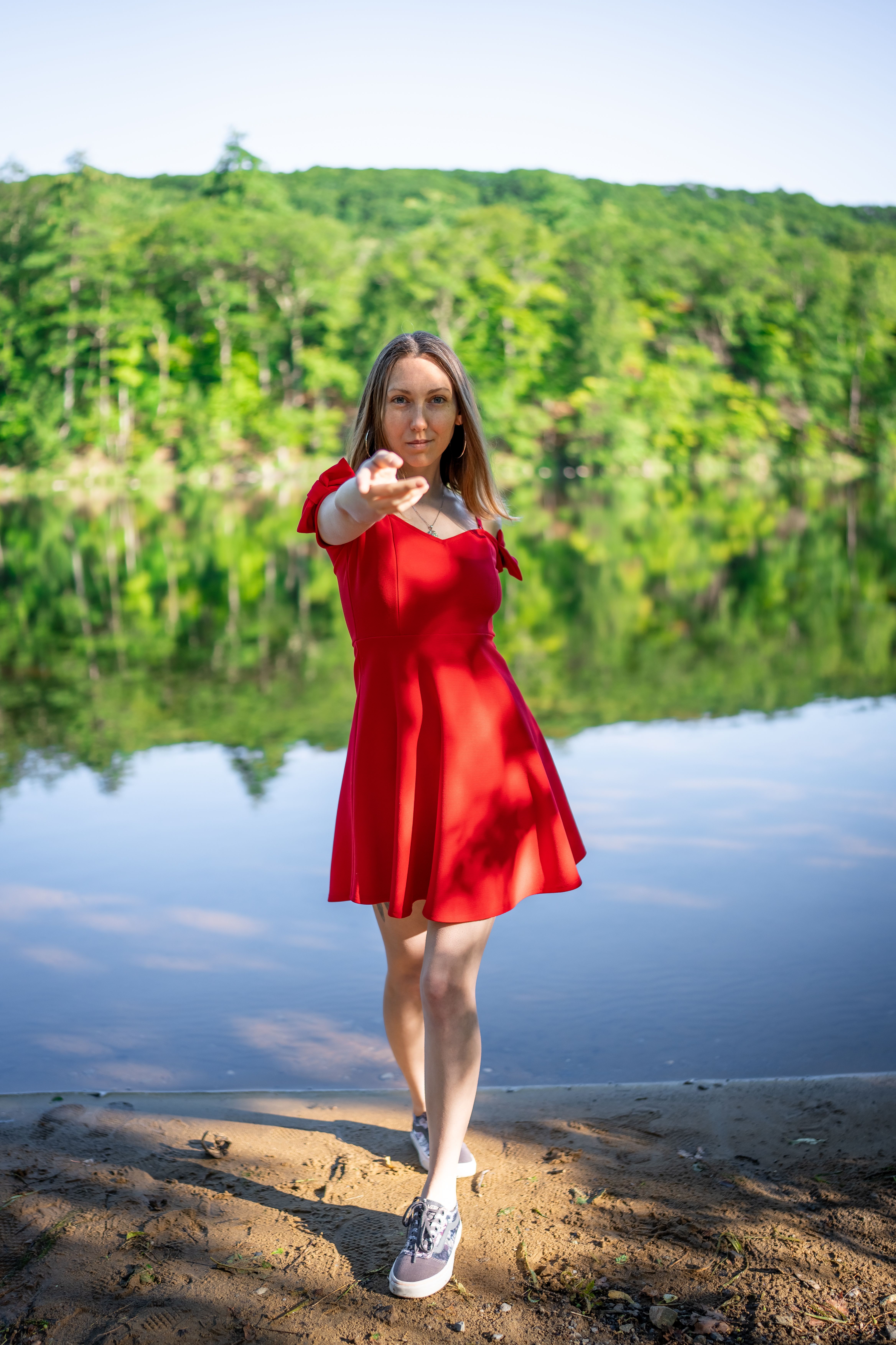 Woman Wearing Red Dress by the Lake · Free Stock Photo