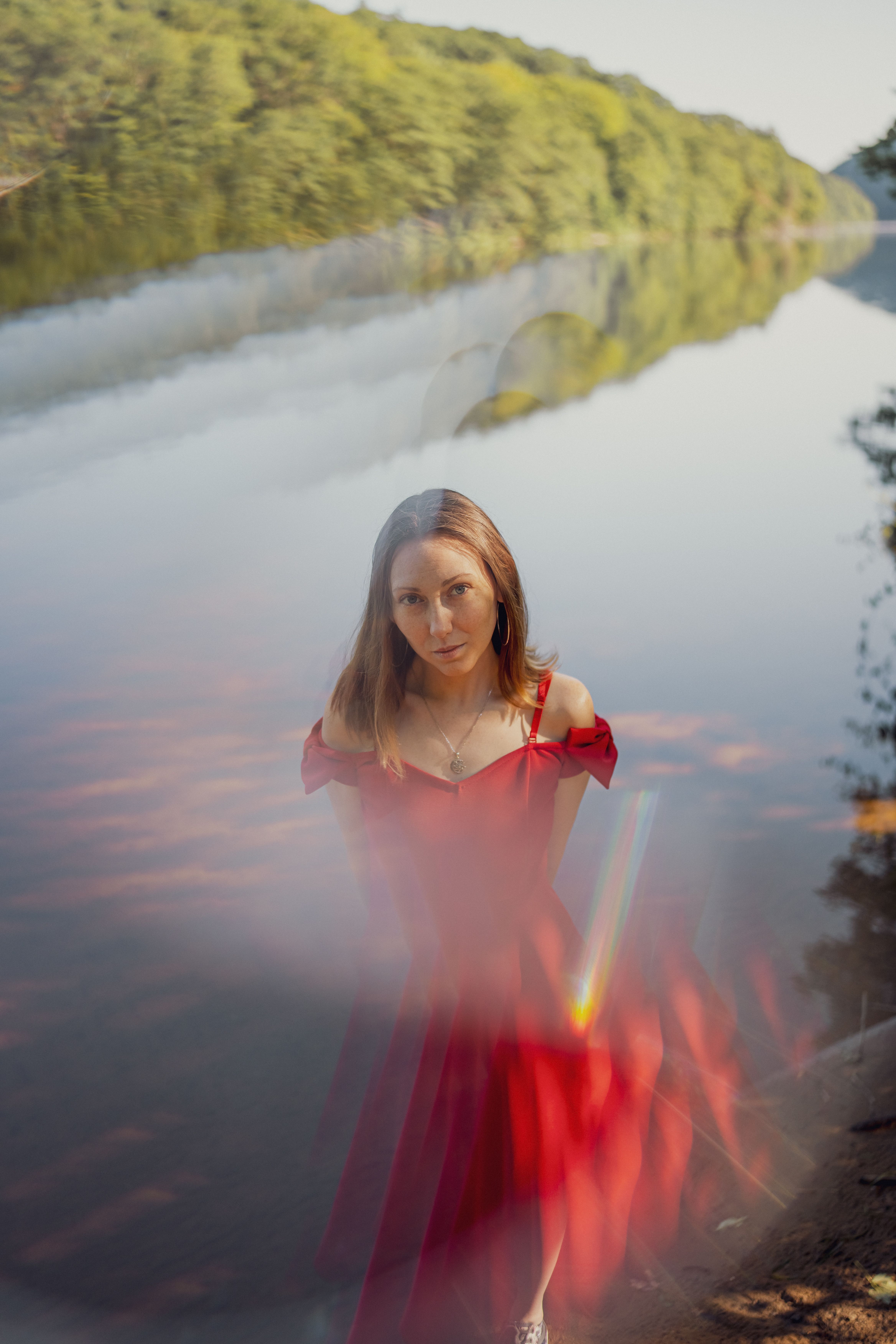 Woman Wearing Red Dress by the Lake · Free Stock Photo