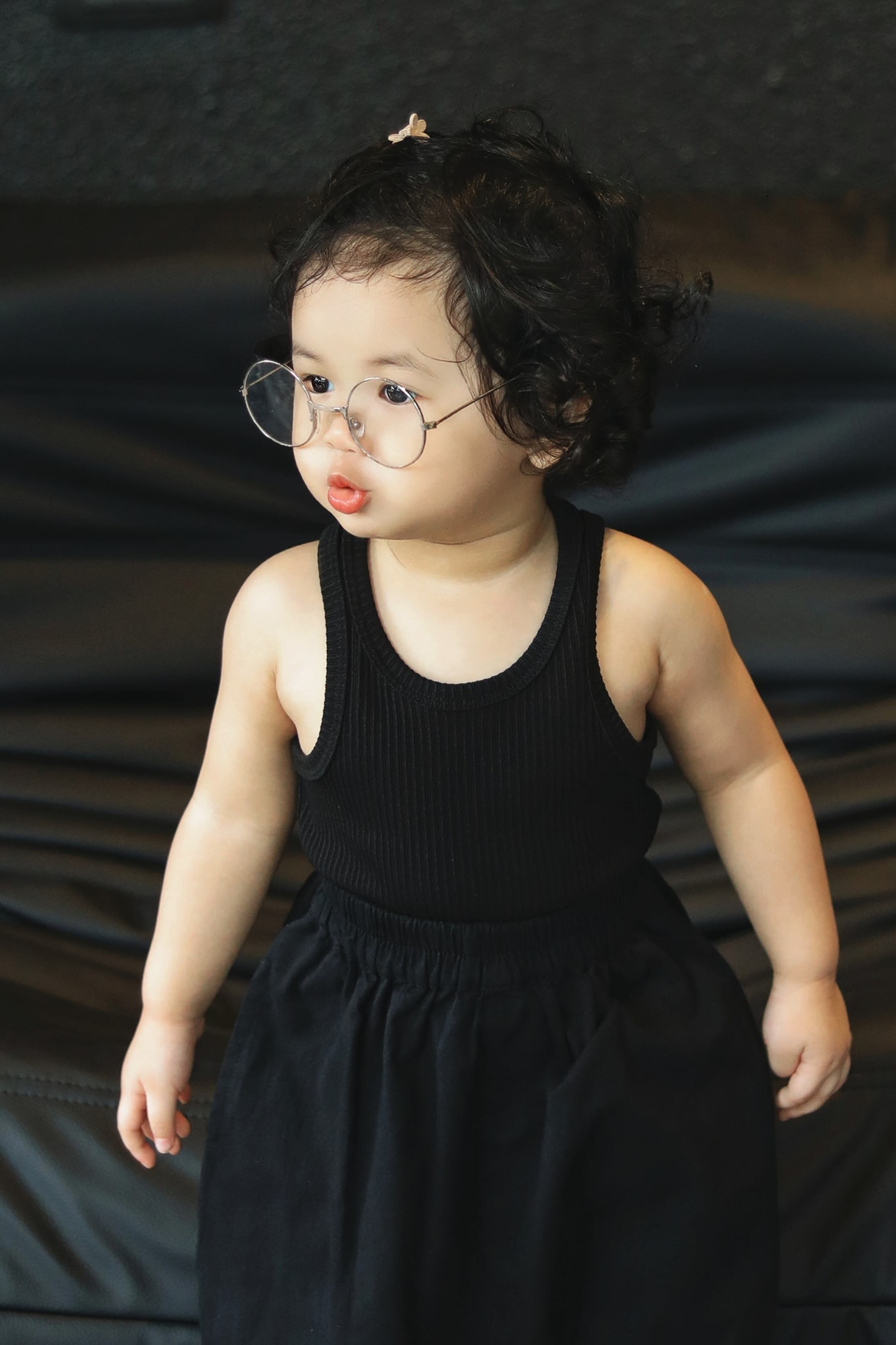 Child in Black Dress and Eyeglasses  Free Stock Photo