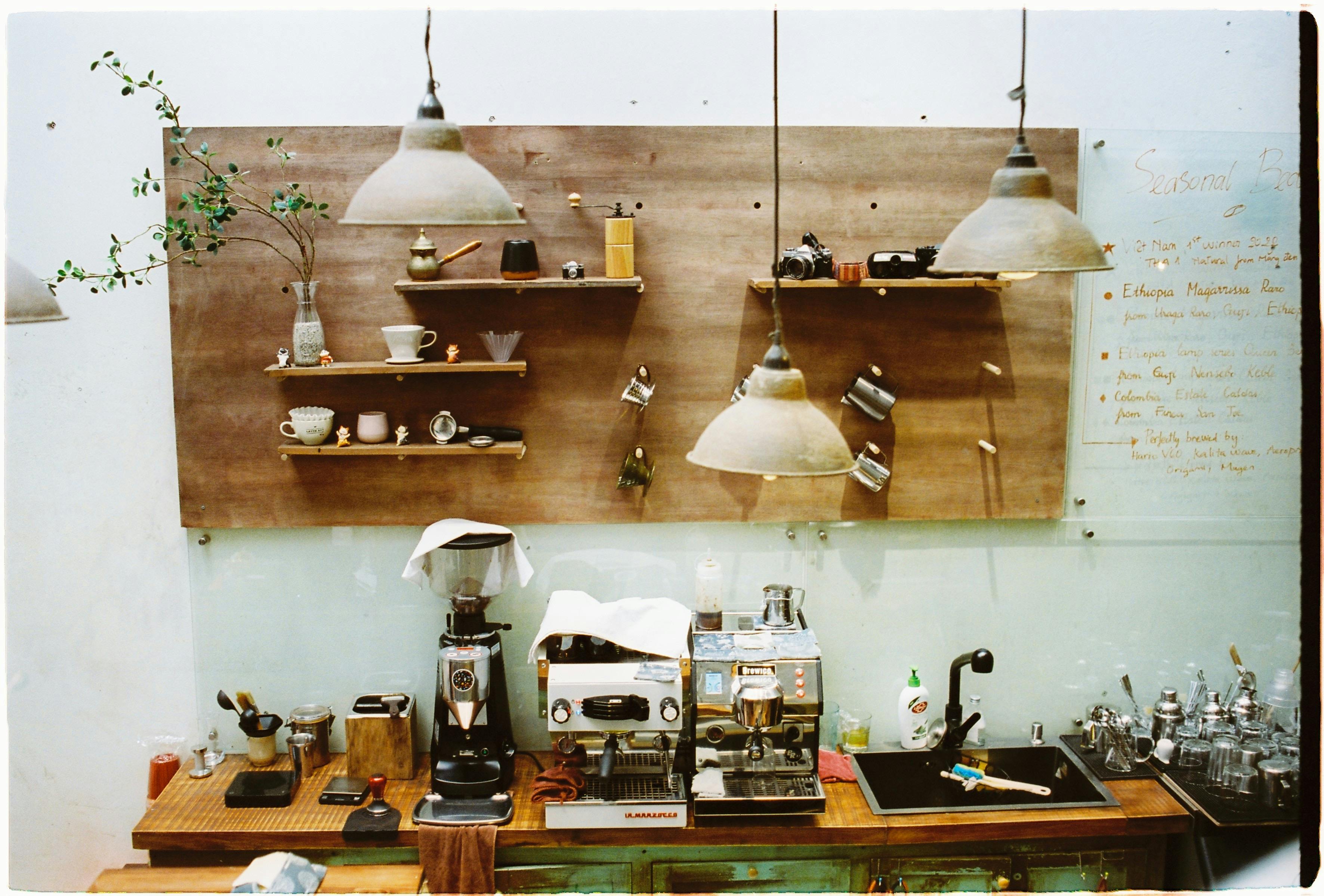 Professional coffee machine at bar counter. 10341205 Stock Photo at Vecteezy