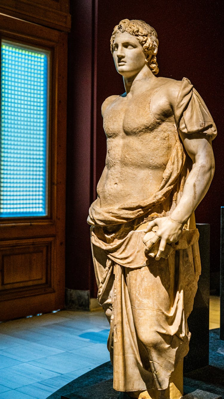 Alexander The Great Statue At A Museum 