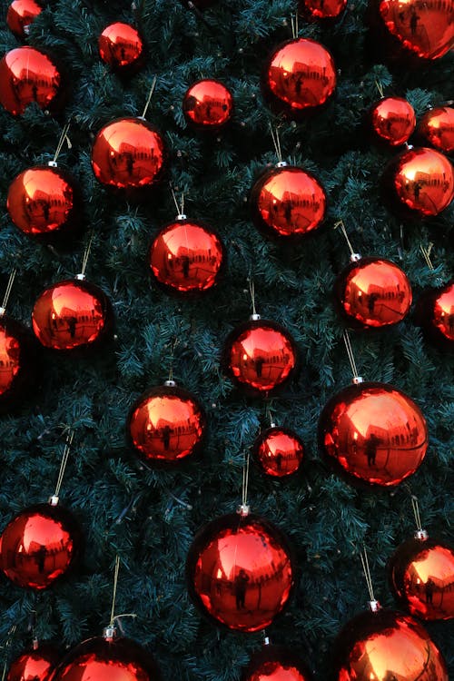Red Christmas Balls on Christmas Tree