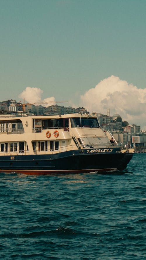 A Ferry on the Bosphorus Strait in Istanbul, Turkey 