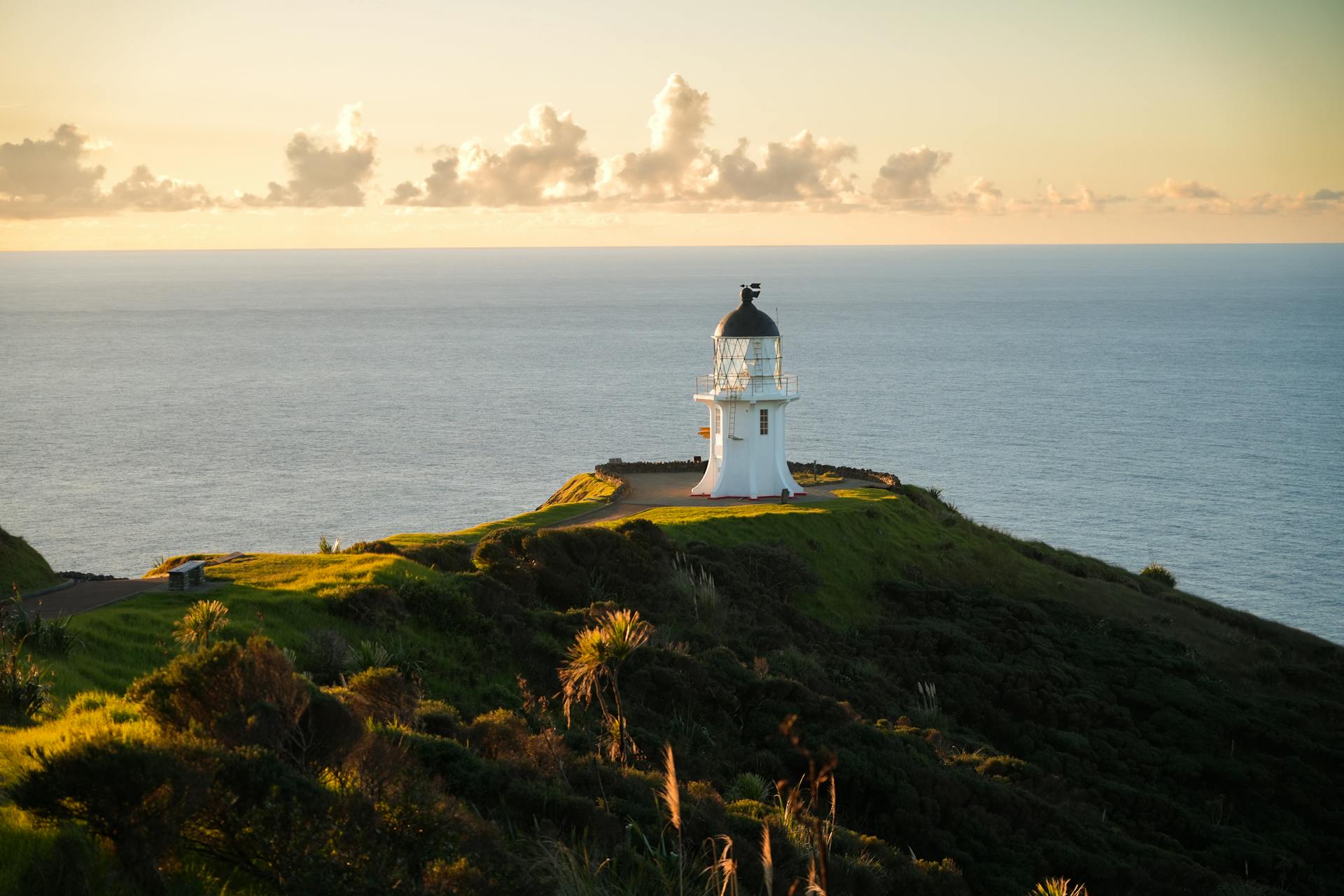 Cape Reinga Lighthouse at Sunset, North Island, New Zealand