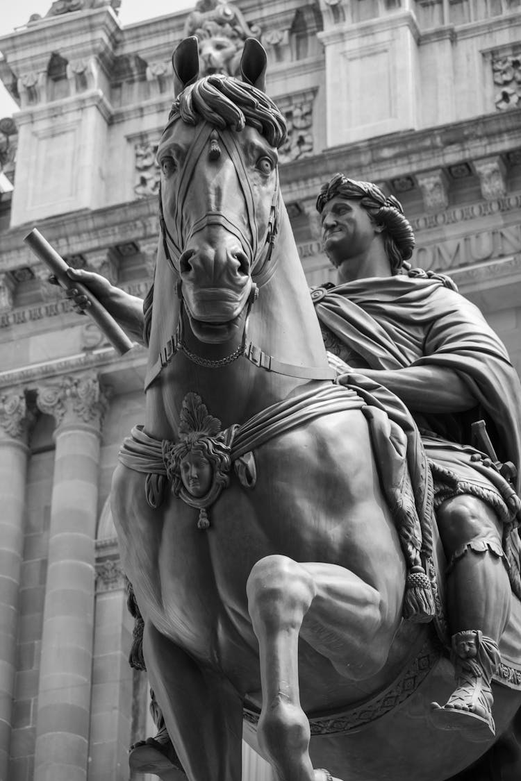 Statue Of Carlos IV On A Horse In Front Of Museo Nacional De Arte