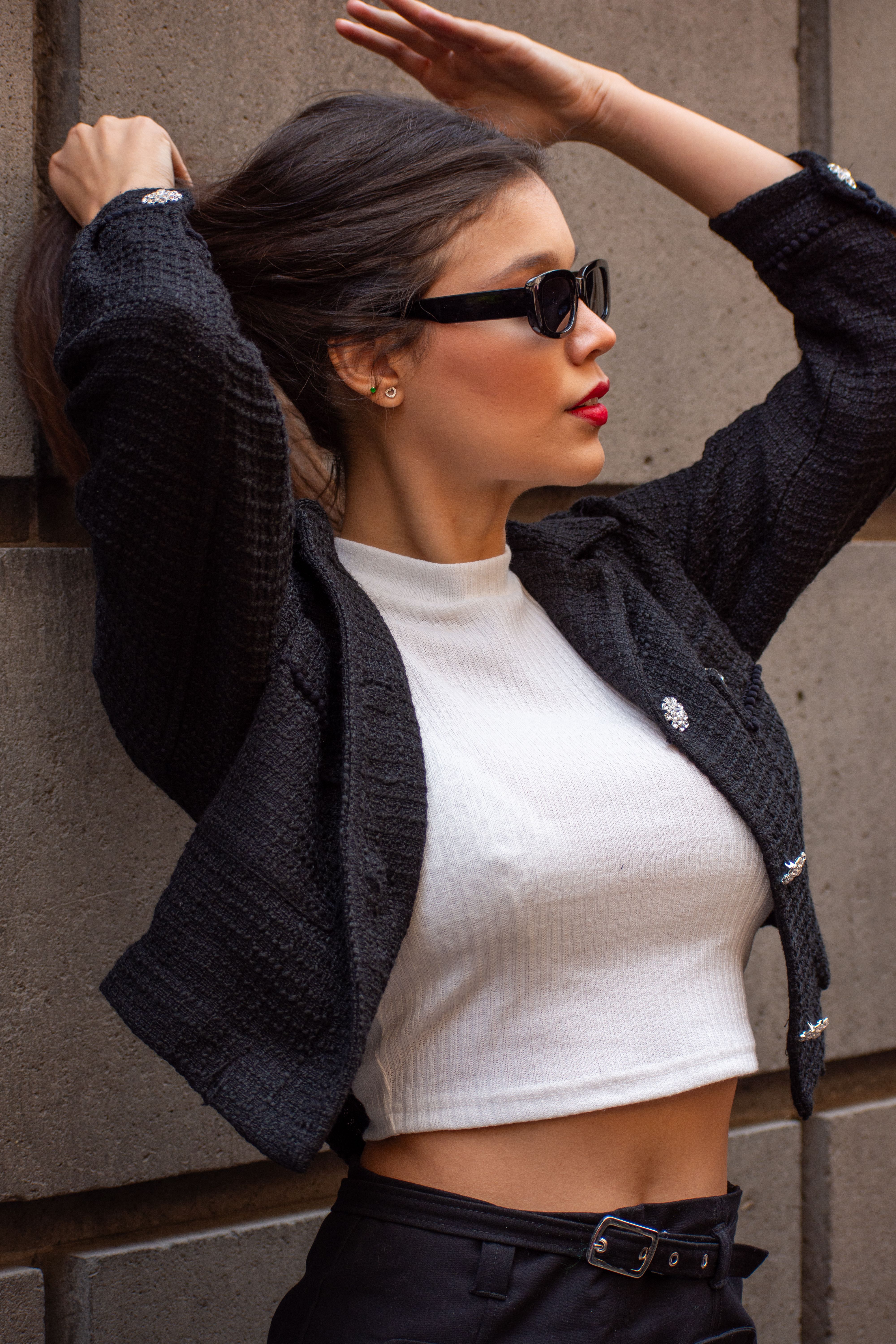 Tweed Jacket and Dark Jeans