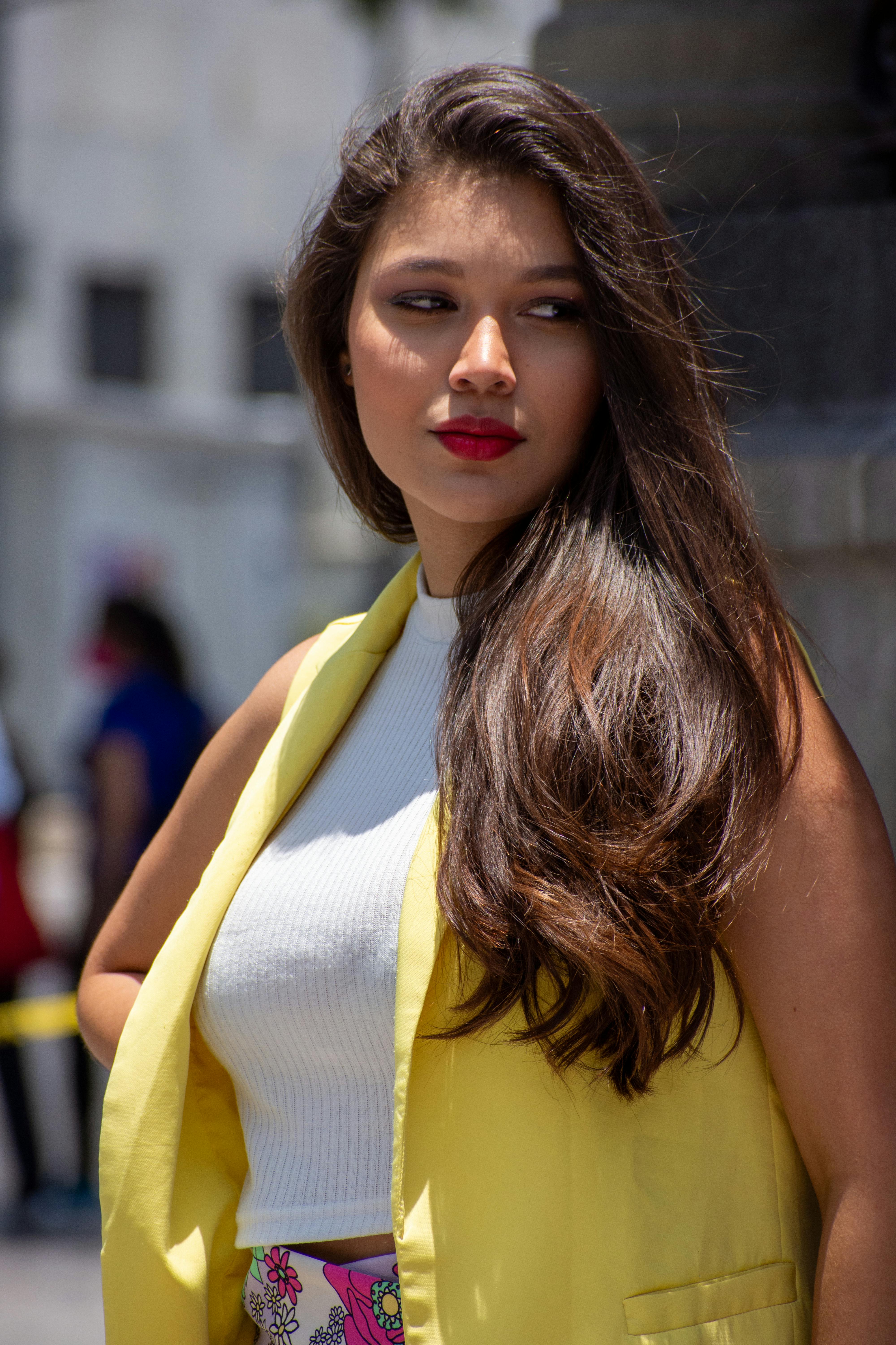 Model in Yellow Sleeveless Jacket · Free Stock Photo
