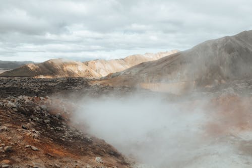 Foggy Landscape of a Mountain Range 