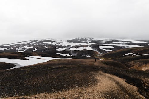 Landscape of Snowcapped Hills in Iceland 
