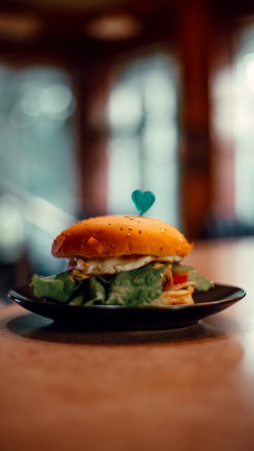 Burger with Heart on Plate