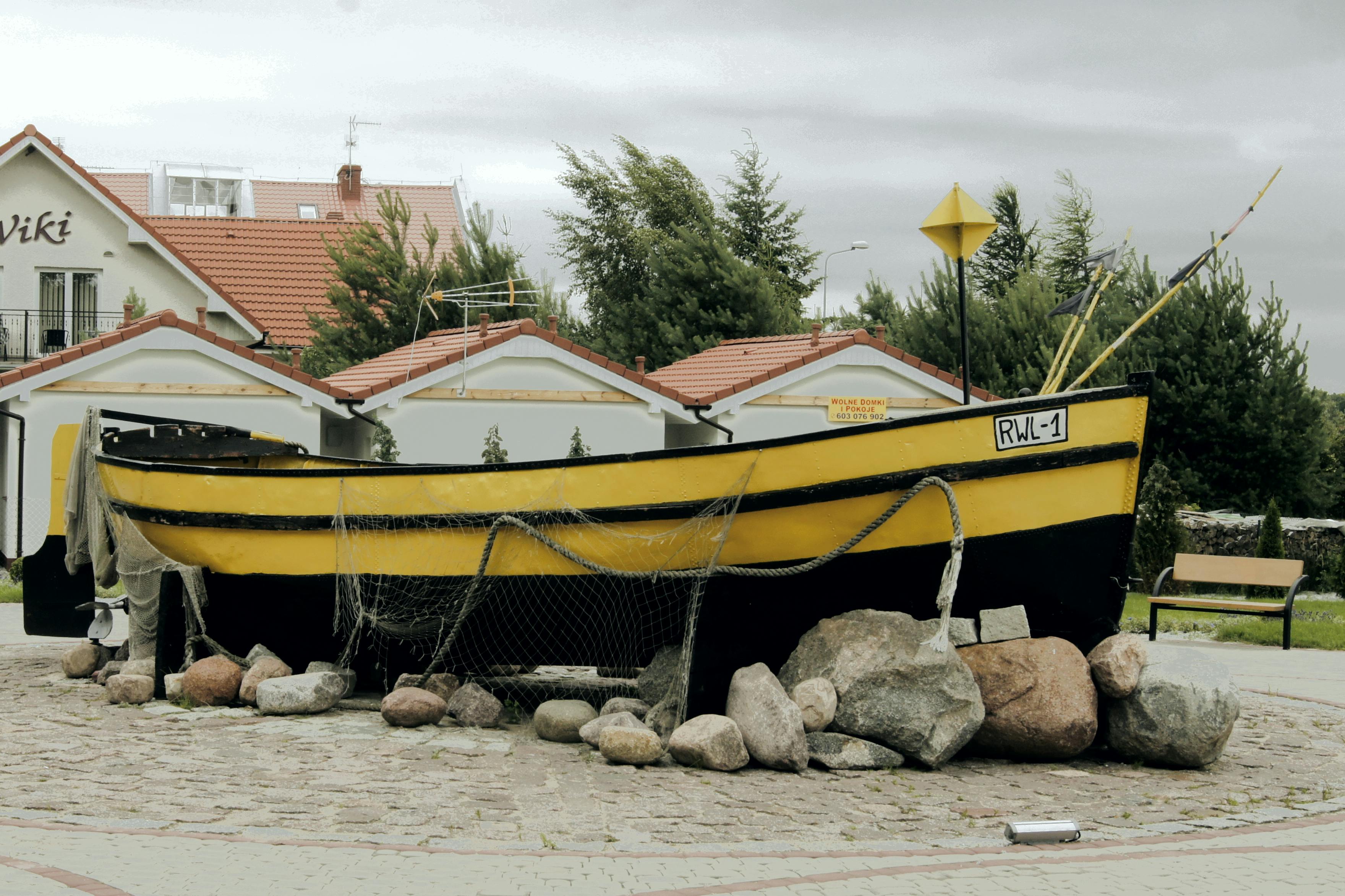 Old motorboat on the river free stock photo
