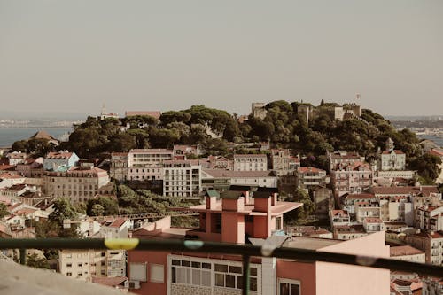 Panoramic View of Lisbon and the Saint Georges Castle on a Hill 