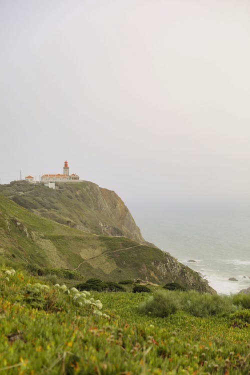 View of the Cabo da Roca Lighthouse on the Coast of the Atlantic Ocean in Portugal