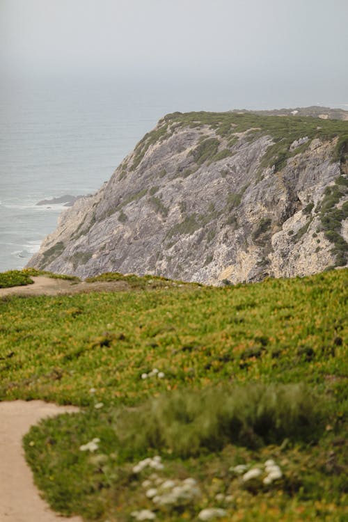 Cliff on Sand Beach near Ocean