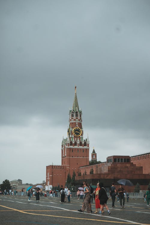 Spasskaya Tower in Kremlin under Rain Cloud