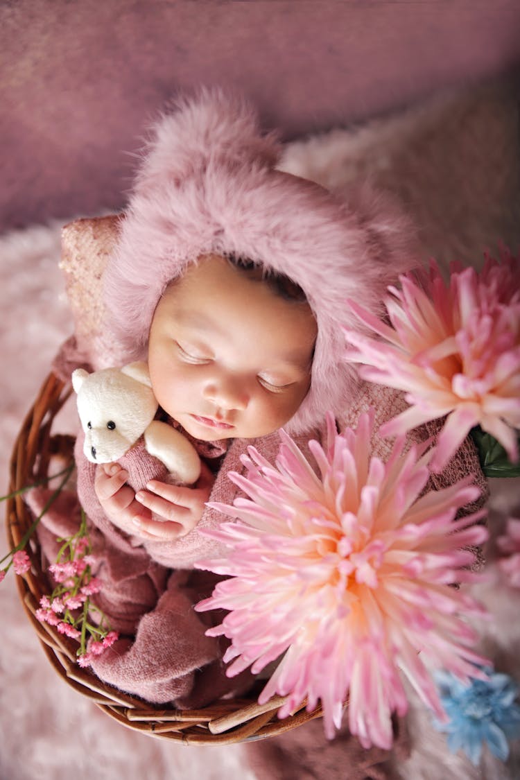 Baby Sleeping With Teddy Bear