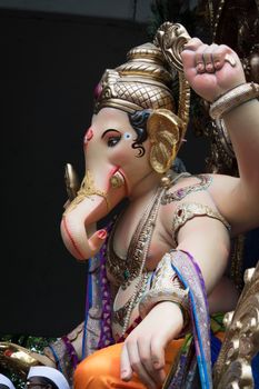 Intricate Lord Ganesha idol in Mumbai, capturing the essence of Ganesh Chaturthi.