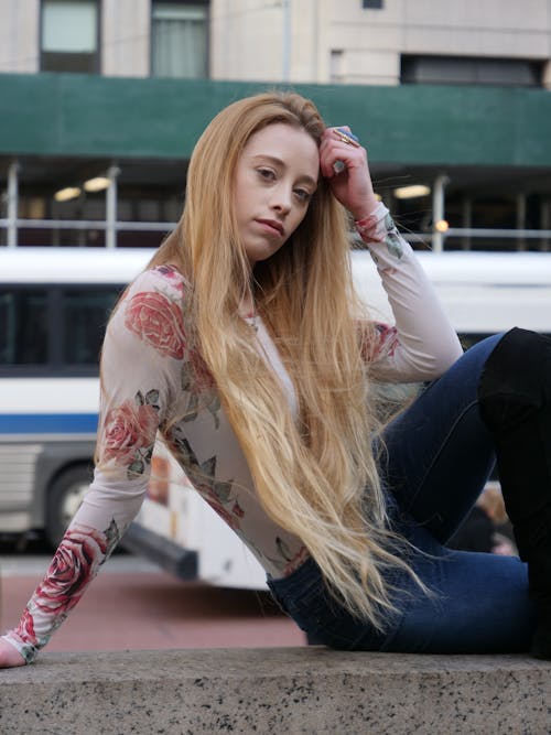 A Young Woman with Long Blonde Hair