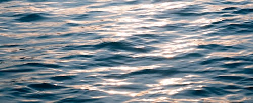 Close-up of the Surface of the Water Reflecting the Sunlight 