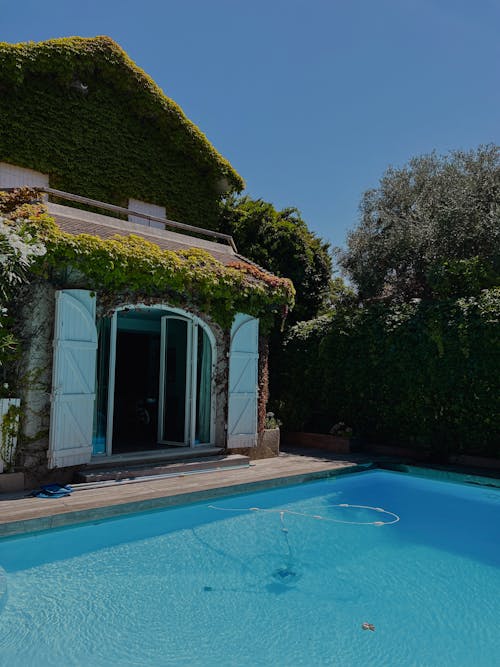 Swimming Pool in Yard of House