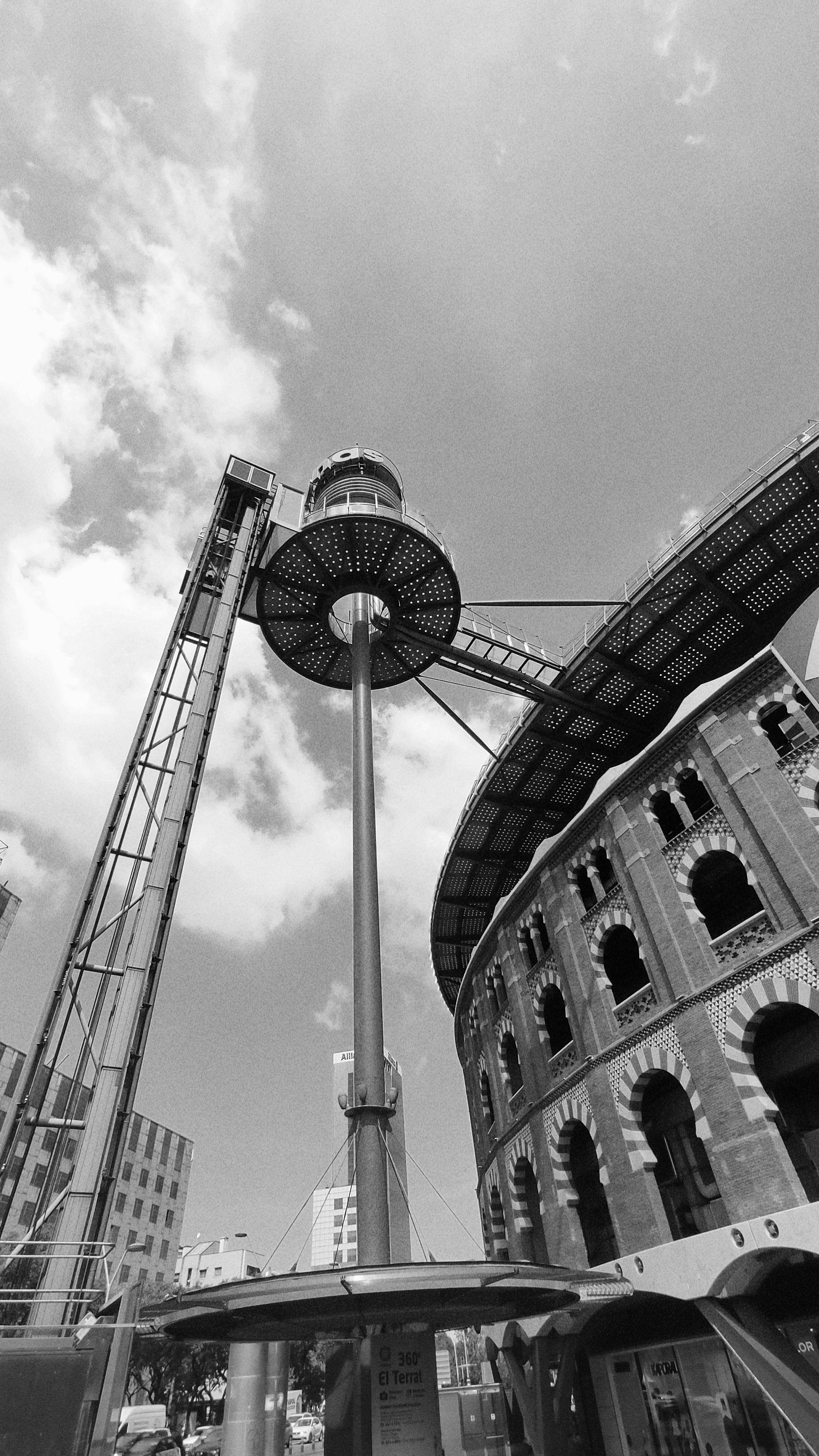 modern elevator in barcelona in black and white