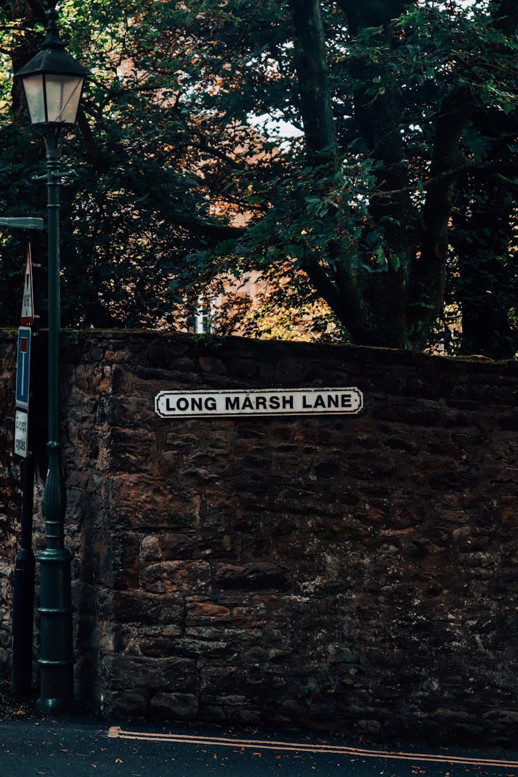 Long Marsh Lane Name On Stone Wall