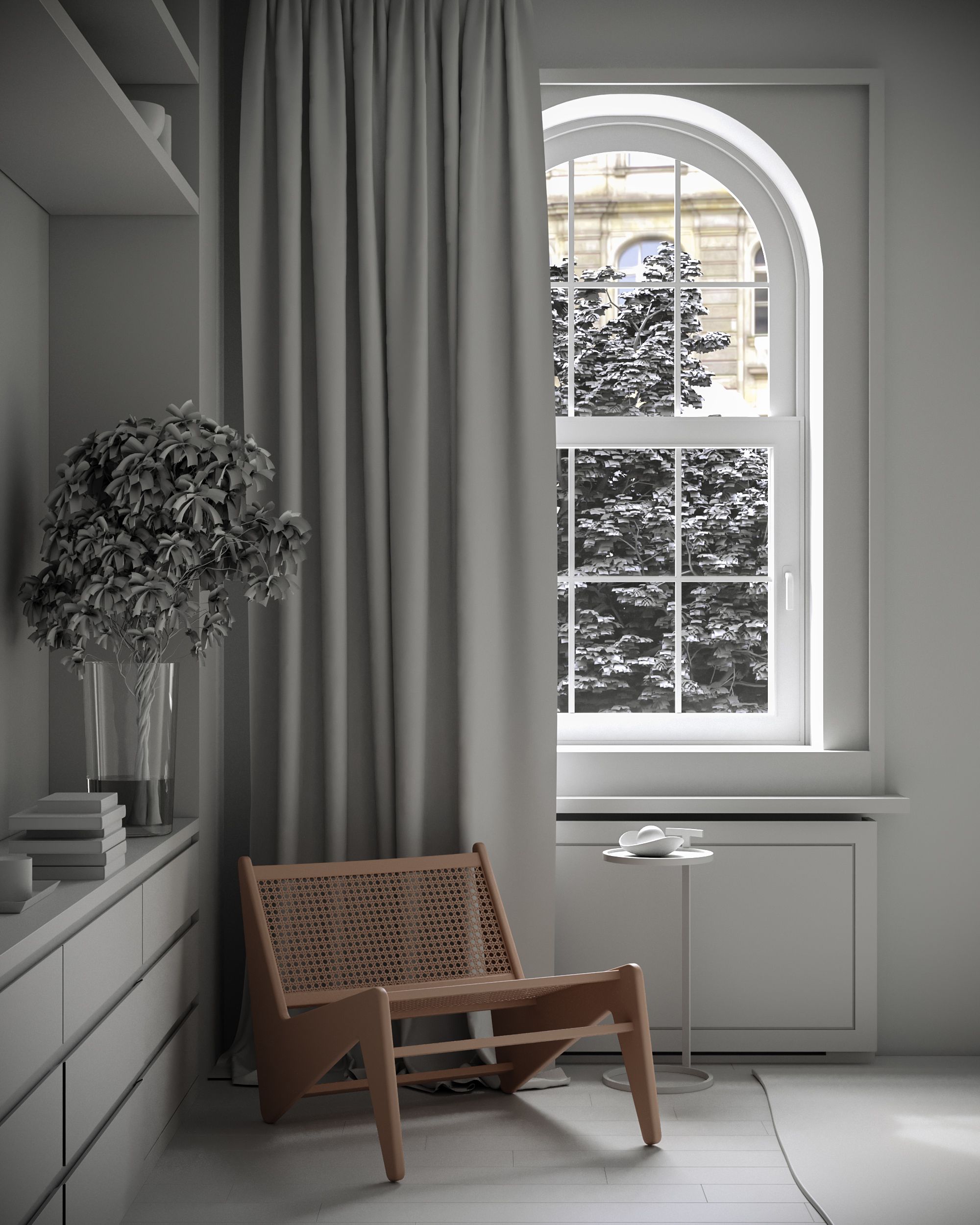 Polished Wooden Chair Feet In A Minimalist Living Area preview
