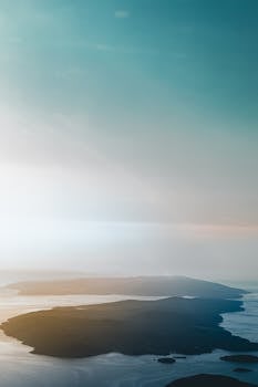 A breathtaking aerial view of the serene seascape and islands near Split, Croatia.