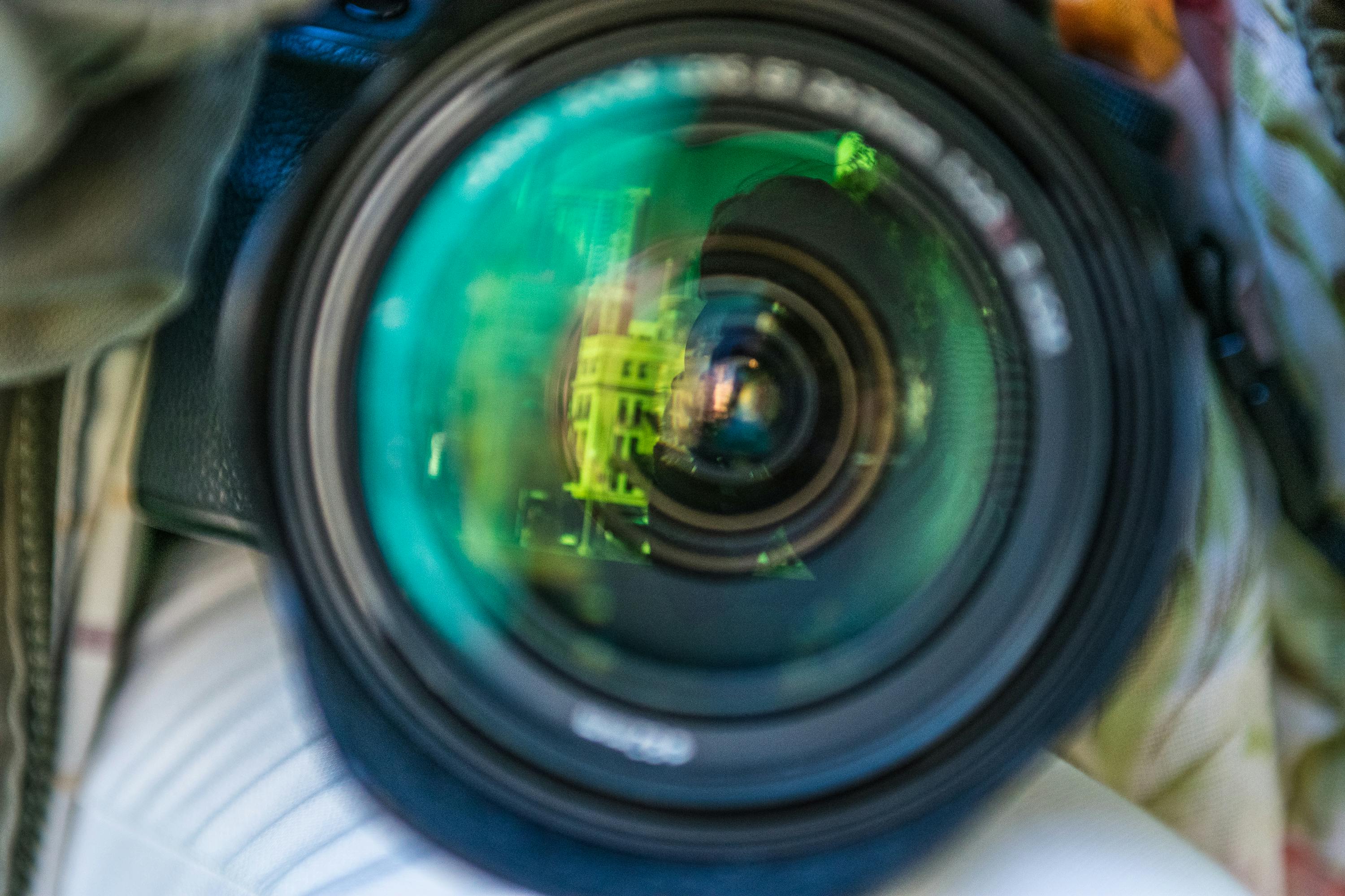 Free stock photo of camera, lens, reflection