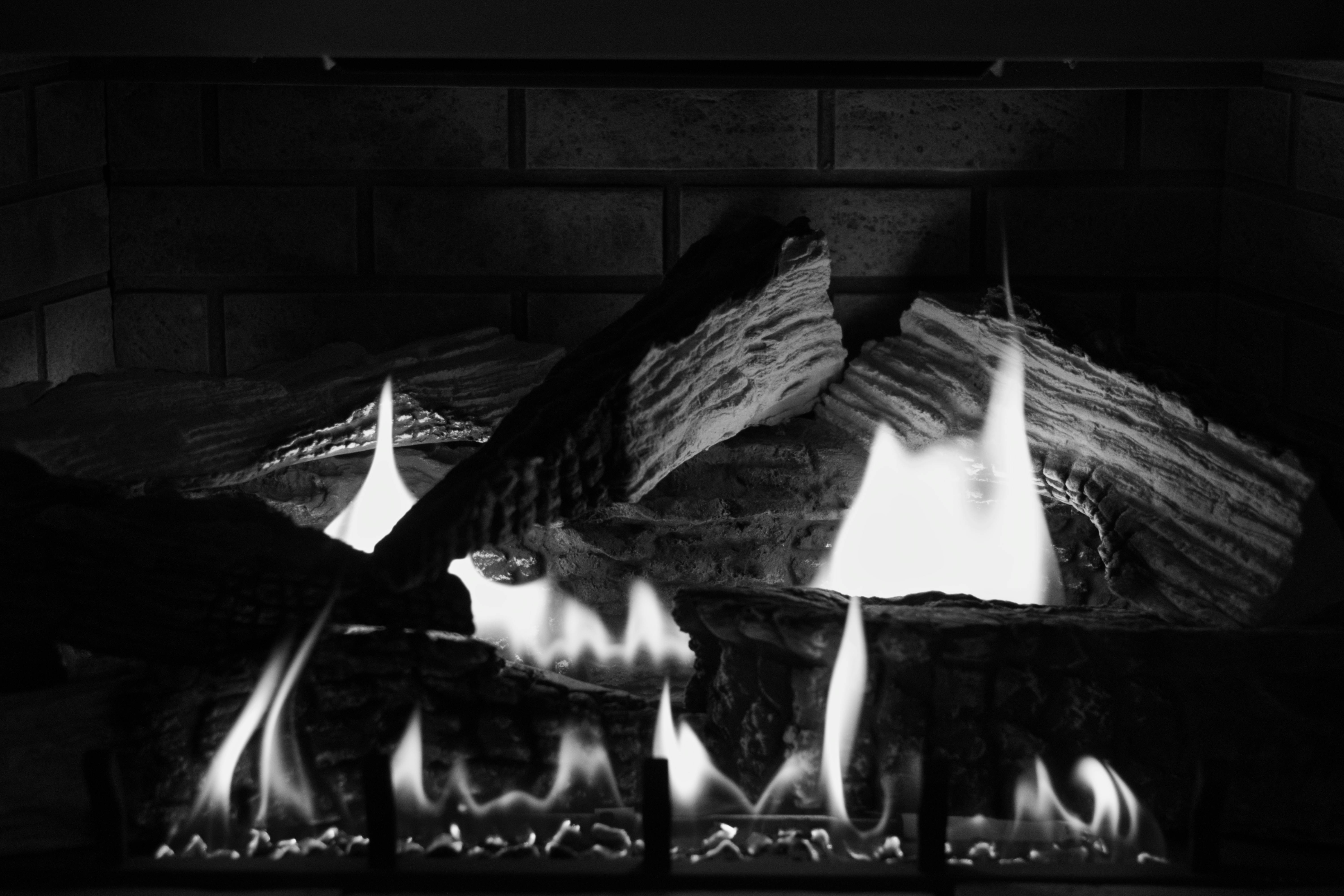 Free stock photo of black and white, fire, fireplace