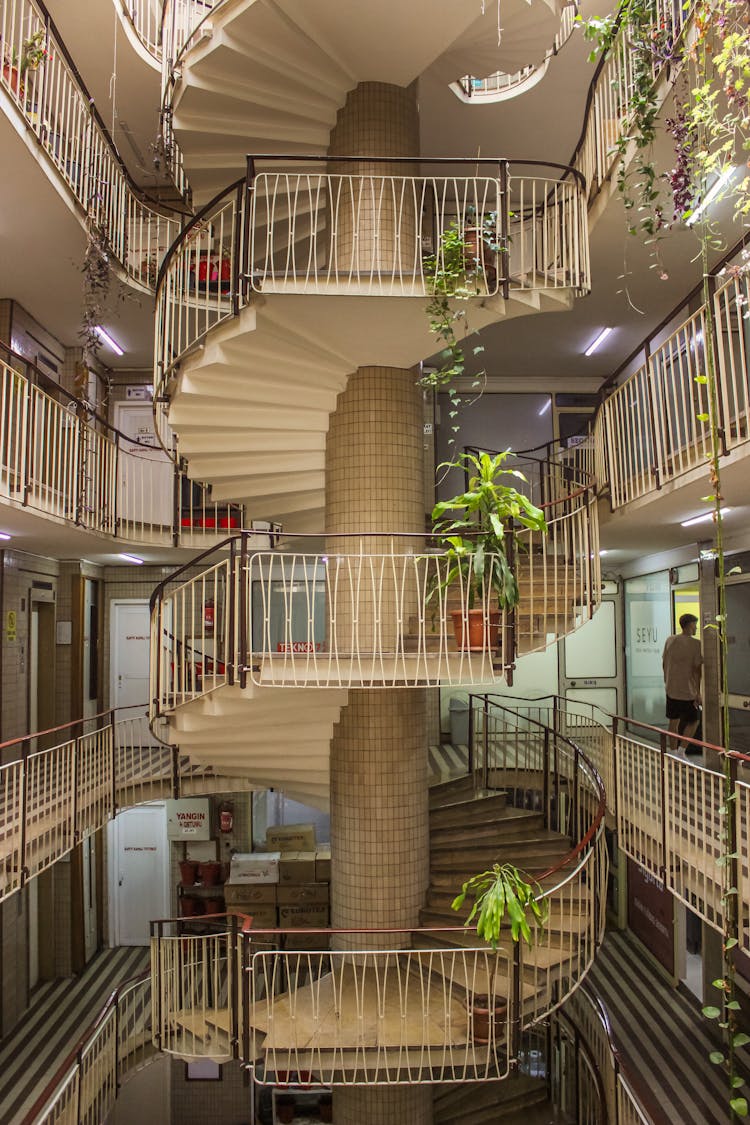 Winding Staircase In Modern Building