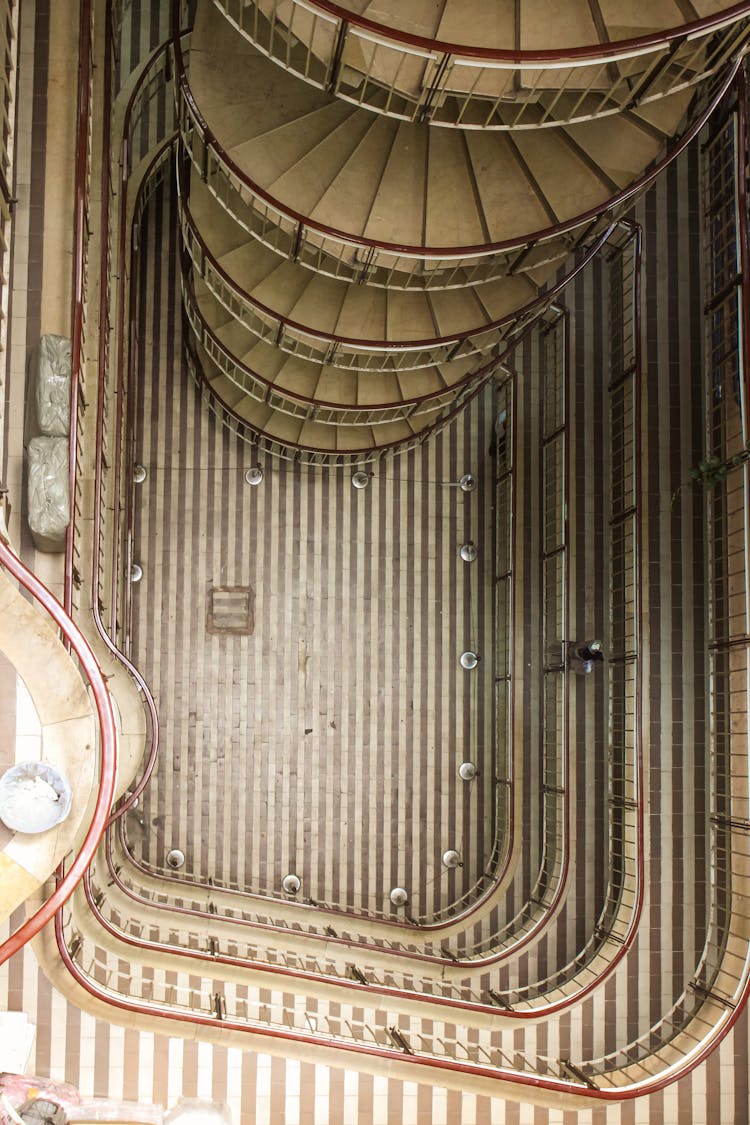 Winding Staircase In Modern Building 