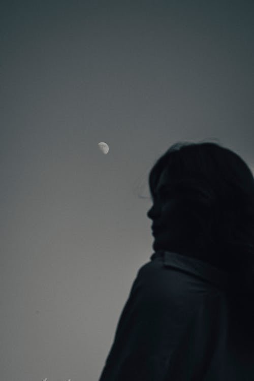 Moon over Woman Silhouette