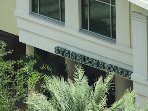 Starbucks Name on Building Wall