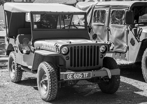 Free Old Willys MB Jeep, a classic World War II military vehicle with distinct markings. Stock Photo