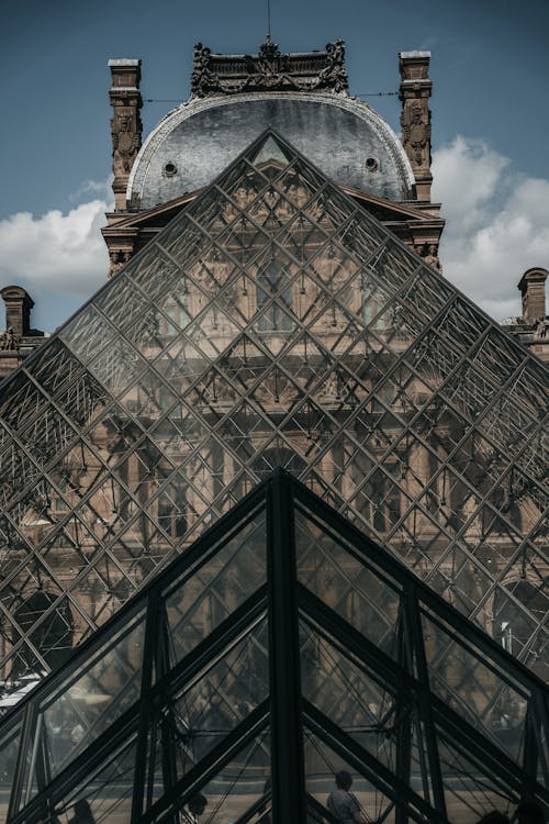 卢浮宫博物馆, 卢浮宫金字塔, 地標 的 免费素材图片