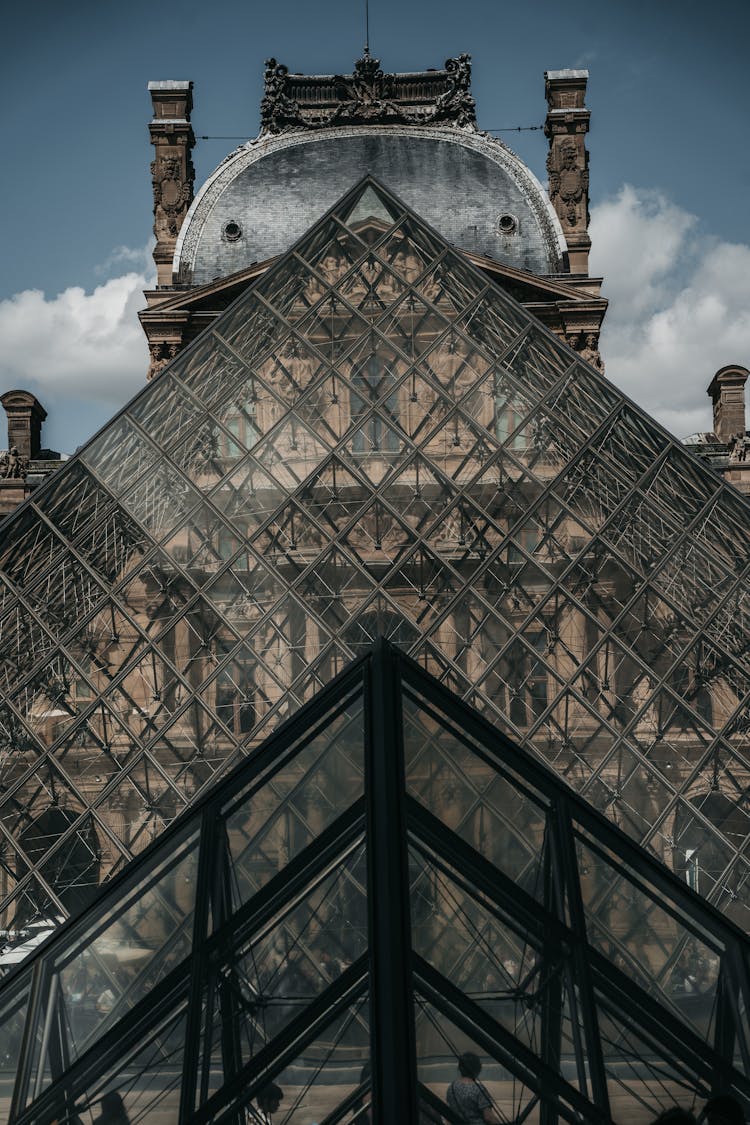 The Louvre Pyramid And Louvre Museum, Paris, France