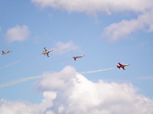 Kostenloses Stock Foto zu aufnahme von unten, fliegen, flugschau