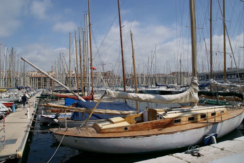 View of Boats Moored in a Port 