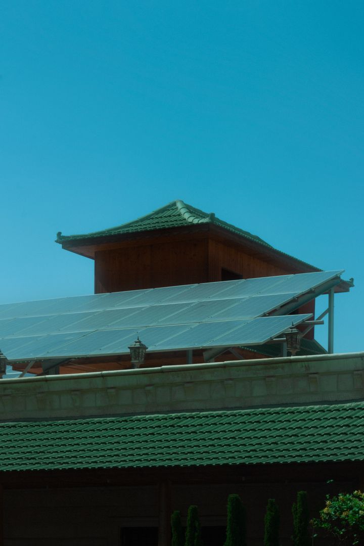 Solar panels installation on a bright sunny day in Rajasthan