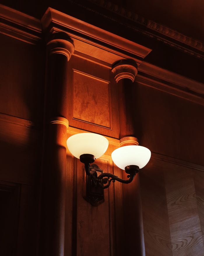 A wall-mounted fixture on a wood-panelled wall — photo by Dmitry Alexandrovich on Pexels