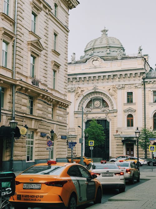 Taxi on Street in Moscow, Russia